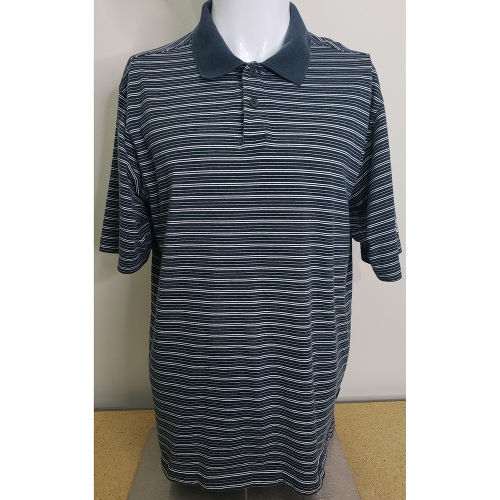 Adidas ClimaliteGolf Polo Shirt Mens Size Large Black White Stripe